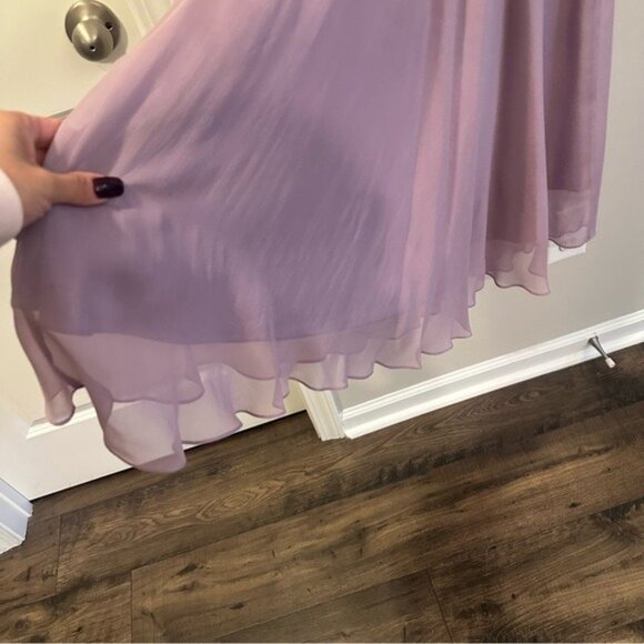 Talbots Fairycore Lilac Pure Silk Pleated Midi Dress Romantic Elegant Size 6 - Picture 9 of 10